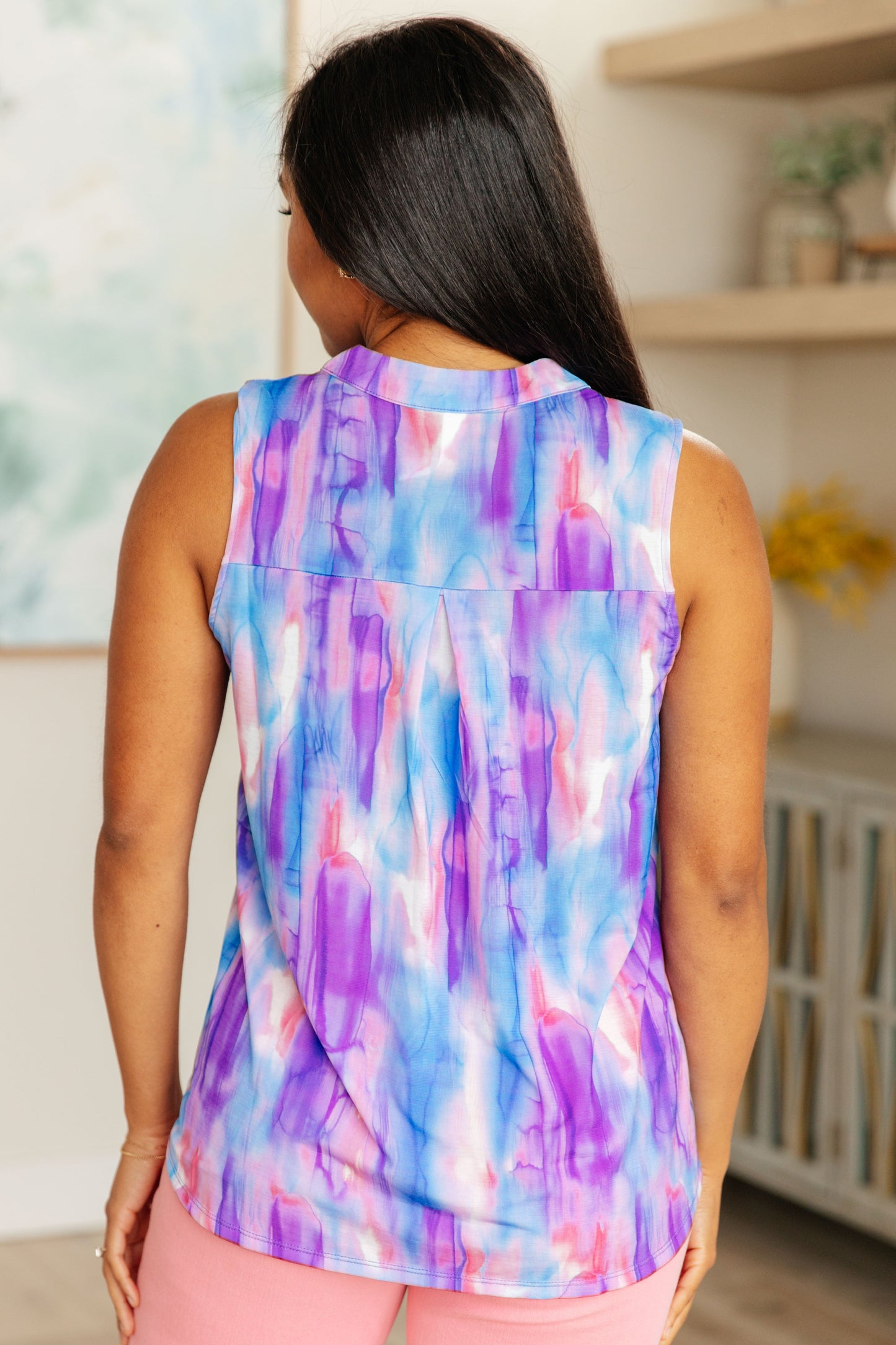 Lizzy Tank Top in Lavender and Blue Watercolor