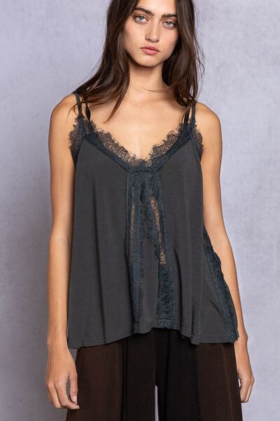 POL Lace Detail V-Neck Cami