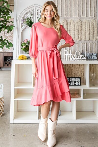 Reborn J Tie Front Ruffle Hem Dress