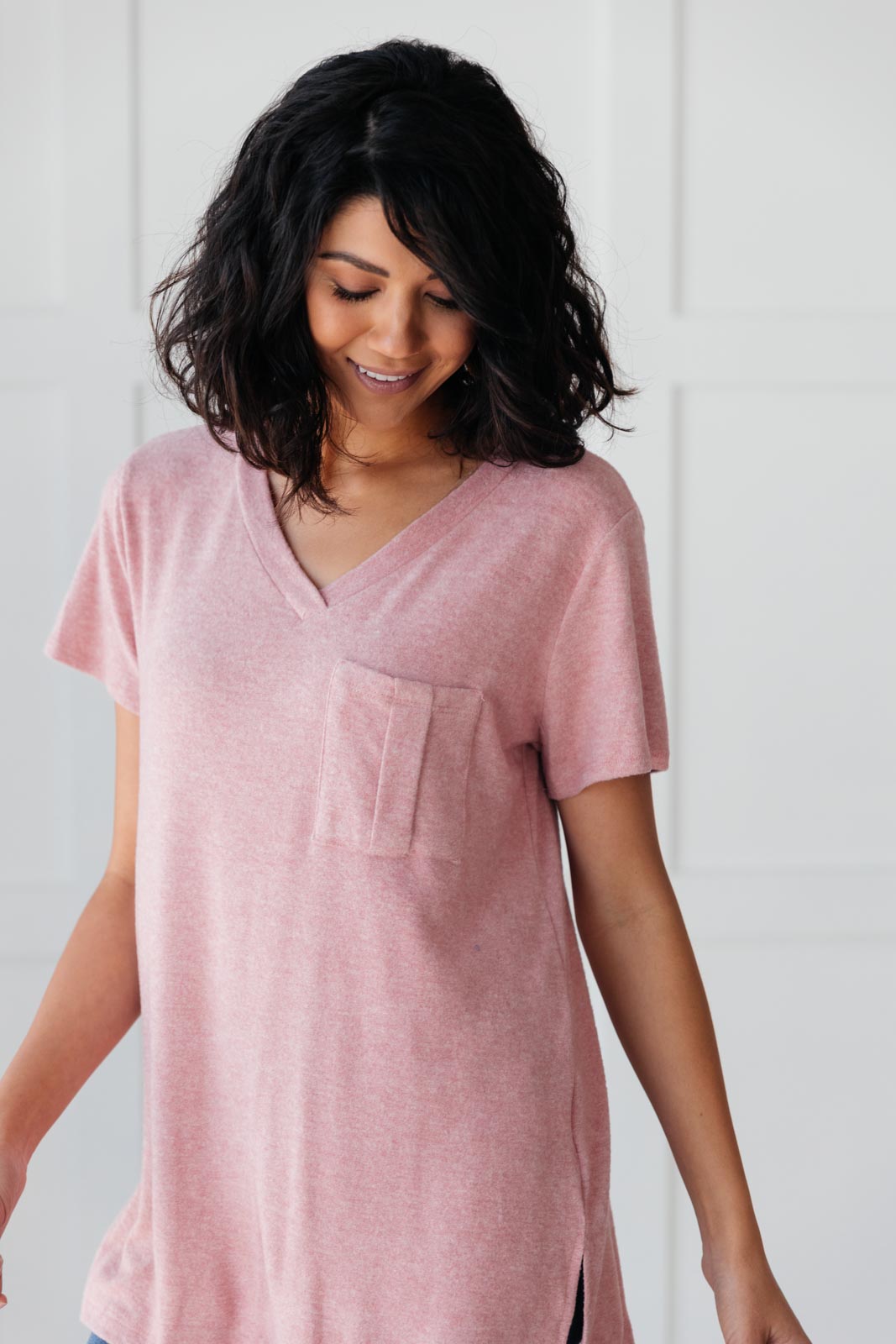 Basic V-neck in Pink