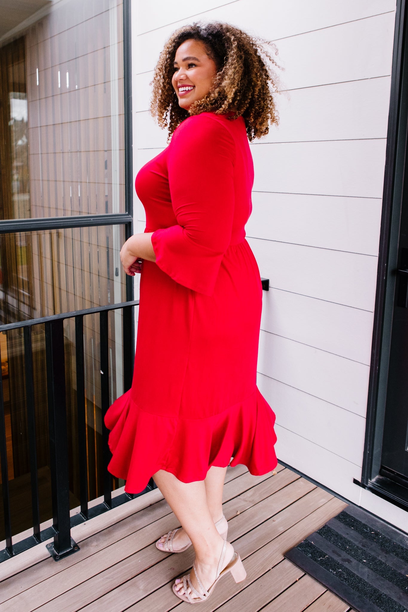 Cloudy Skies Dress in Crimson