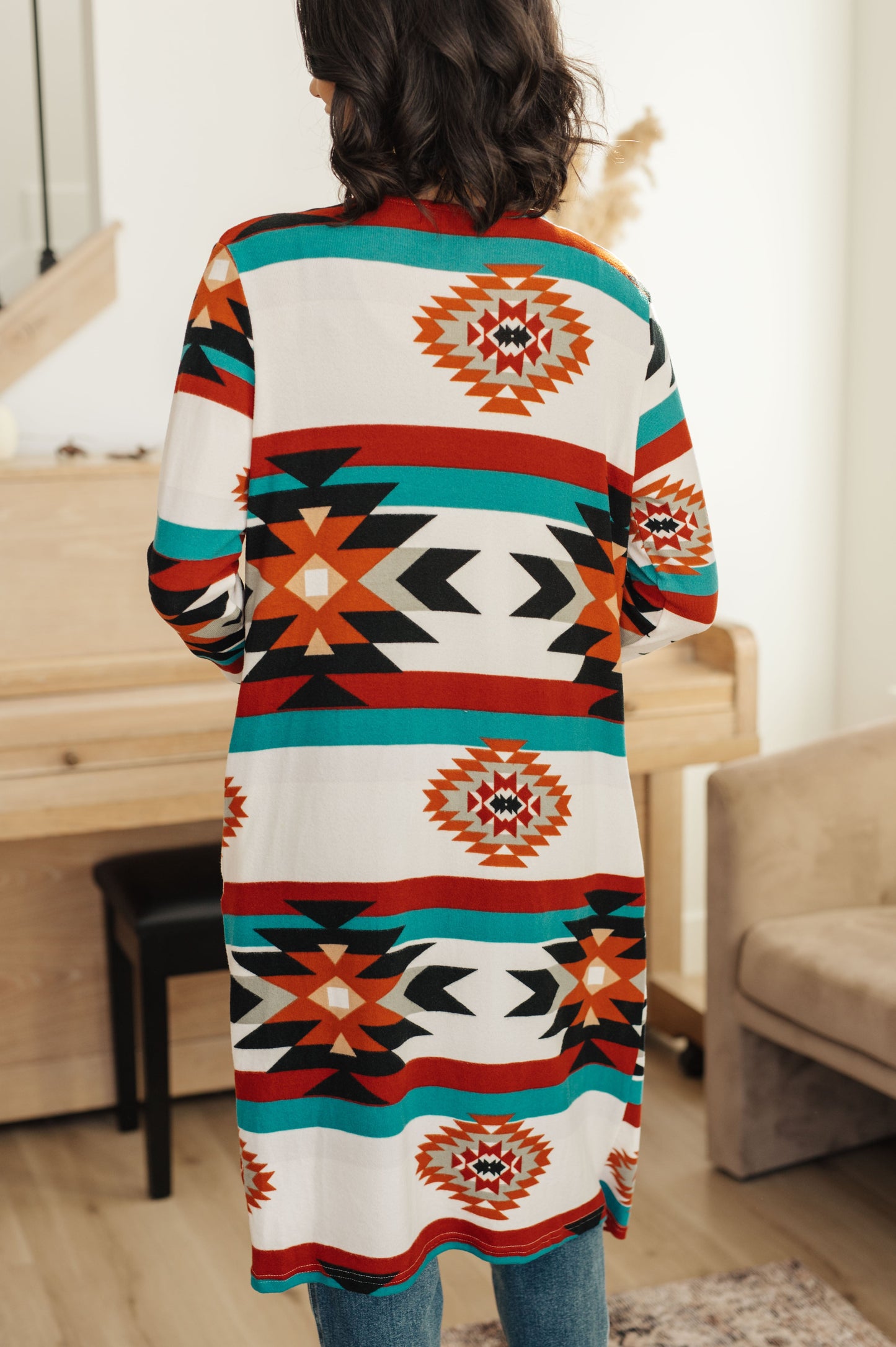 Desert Winter Aztec Print Long Cardigan