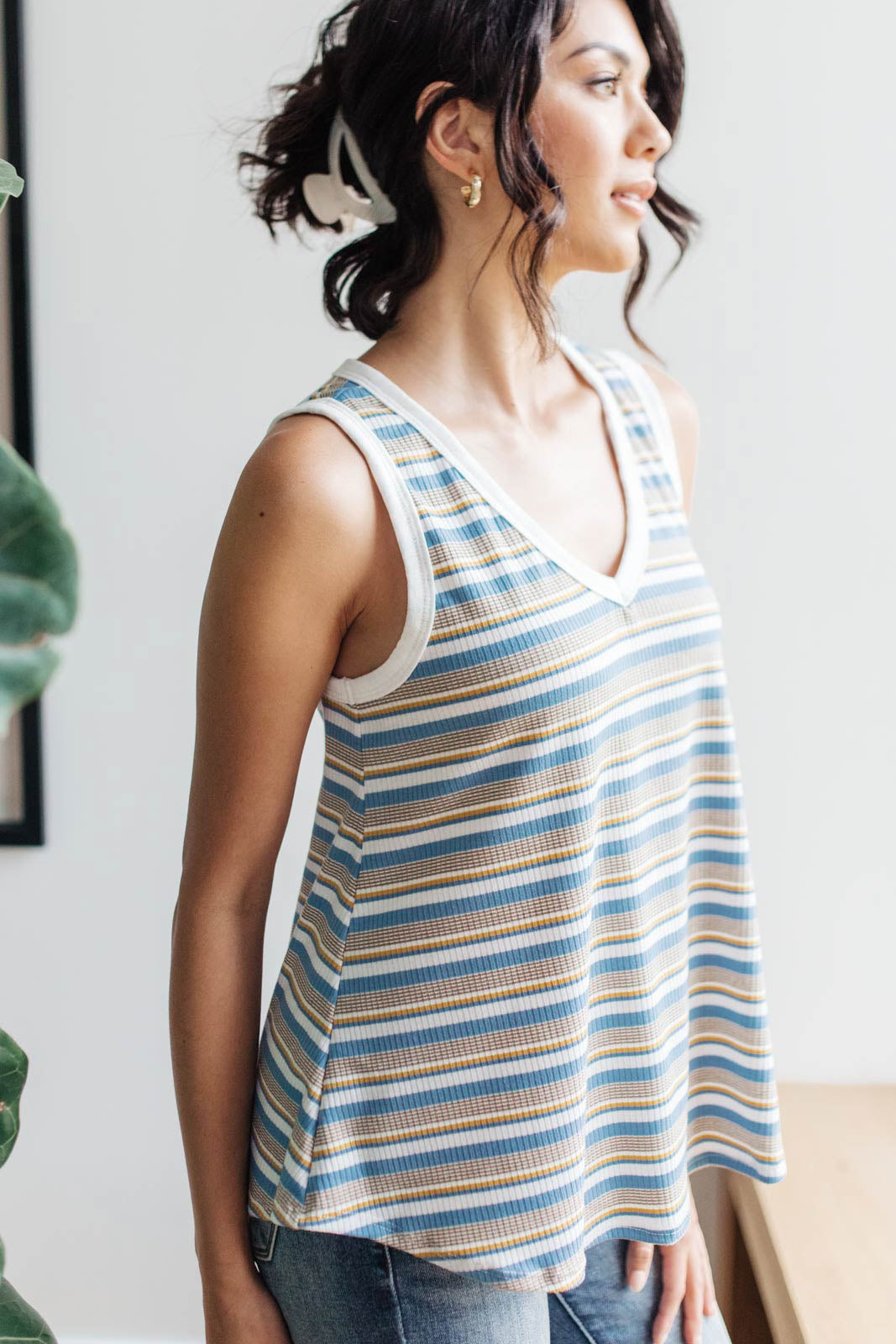 Emery Striped Tank in Blue