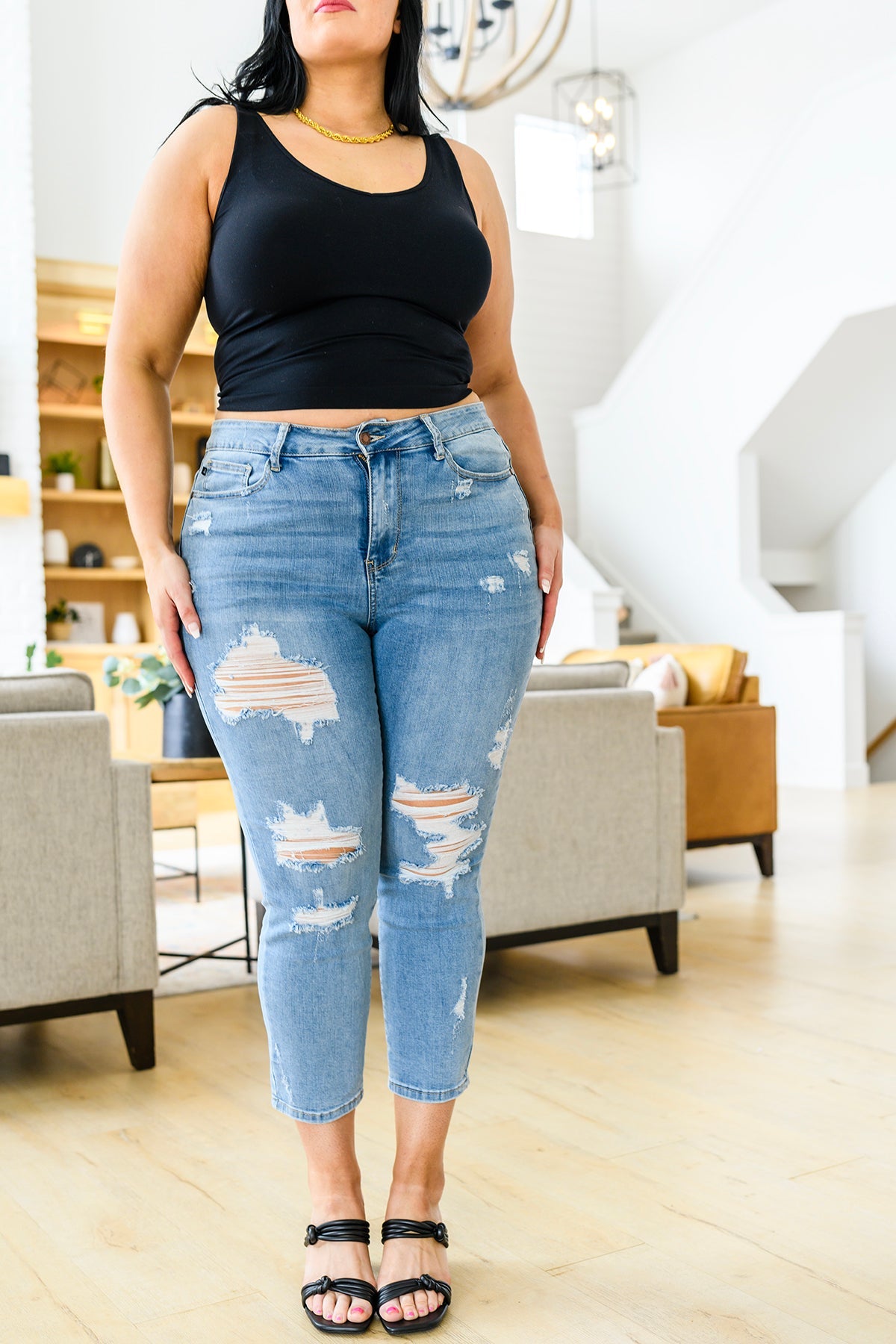 Florence High Waist Destroyed Boyfriend Jeans