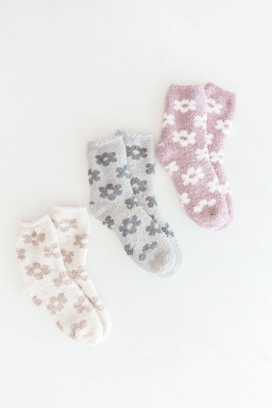 Flower Power Plush Socks 3 Pack