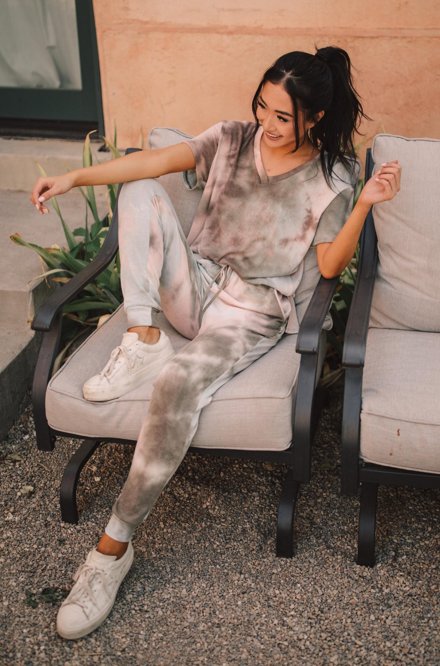 Forgotten Dreams Tie Dye Joggers In Taupe