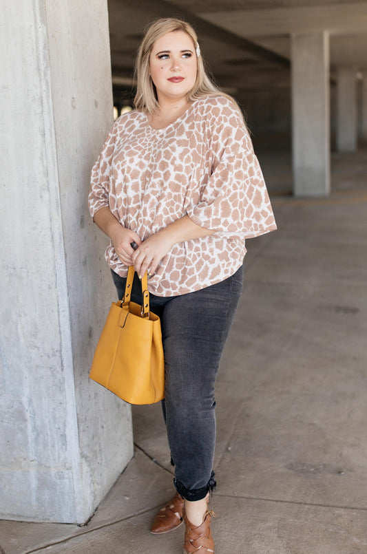 Giraffe Print Bell Sleeve Top