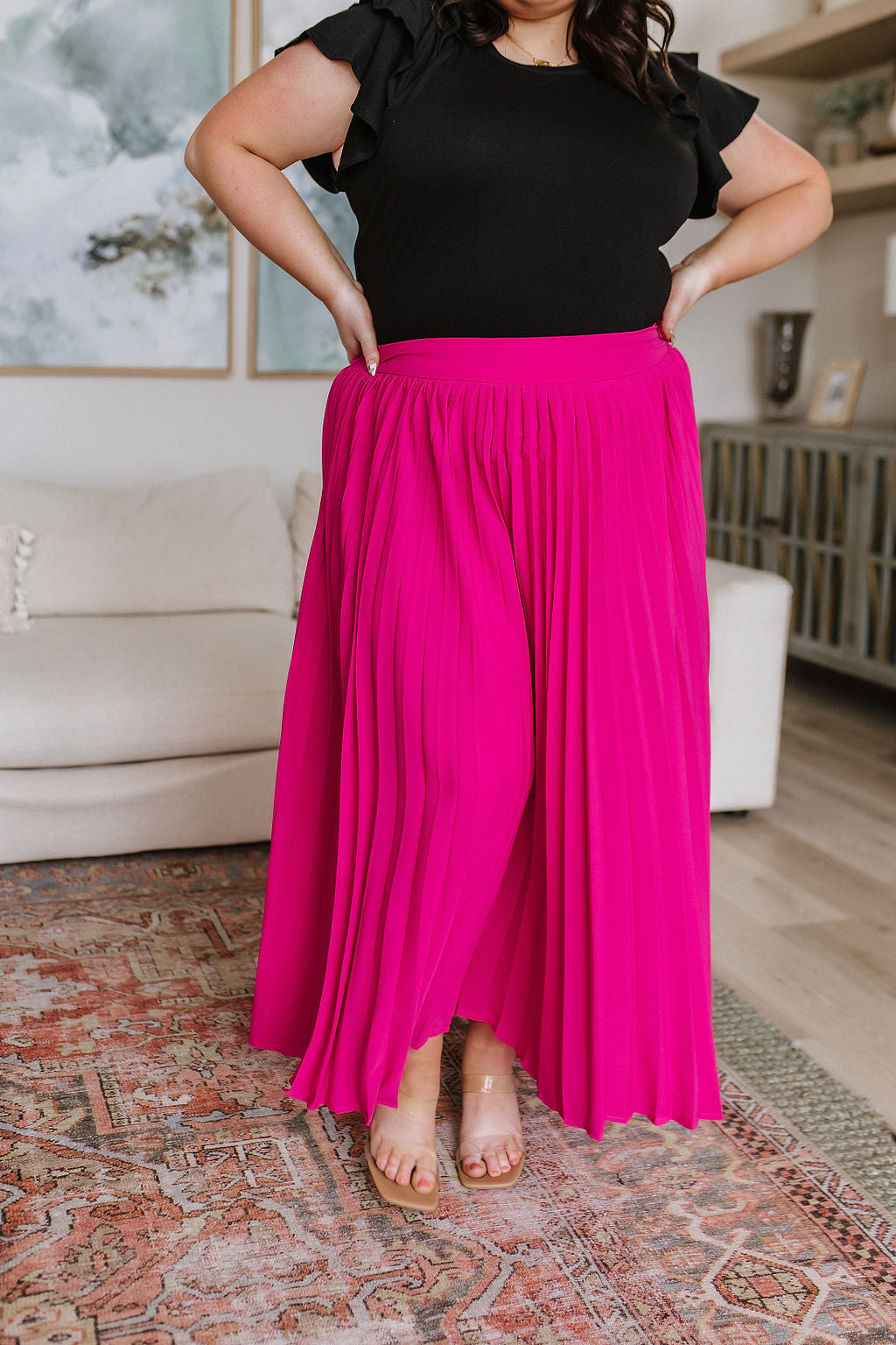 Just Too Hot Midi Skirt in Hot Pink