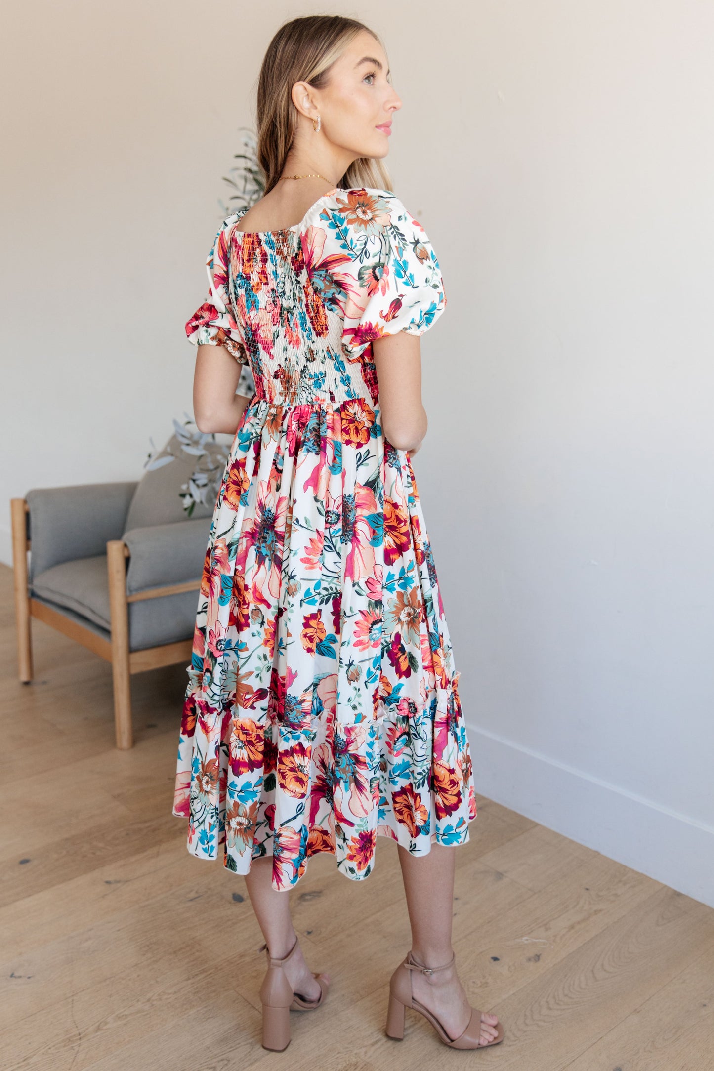 Let Me Frolic Balloon Sleeve Floral Dress