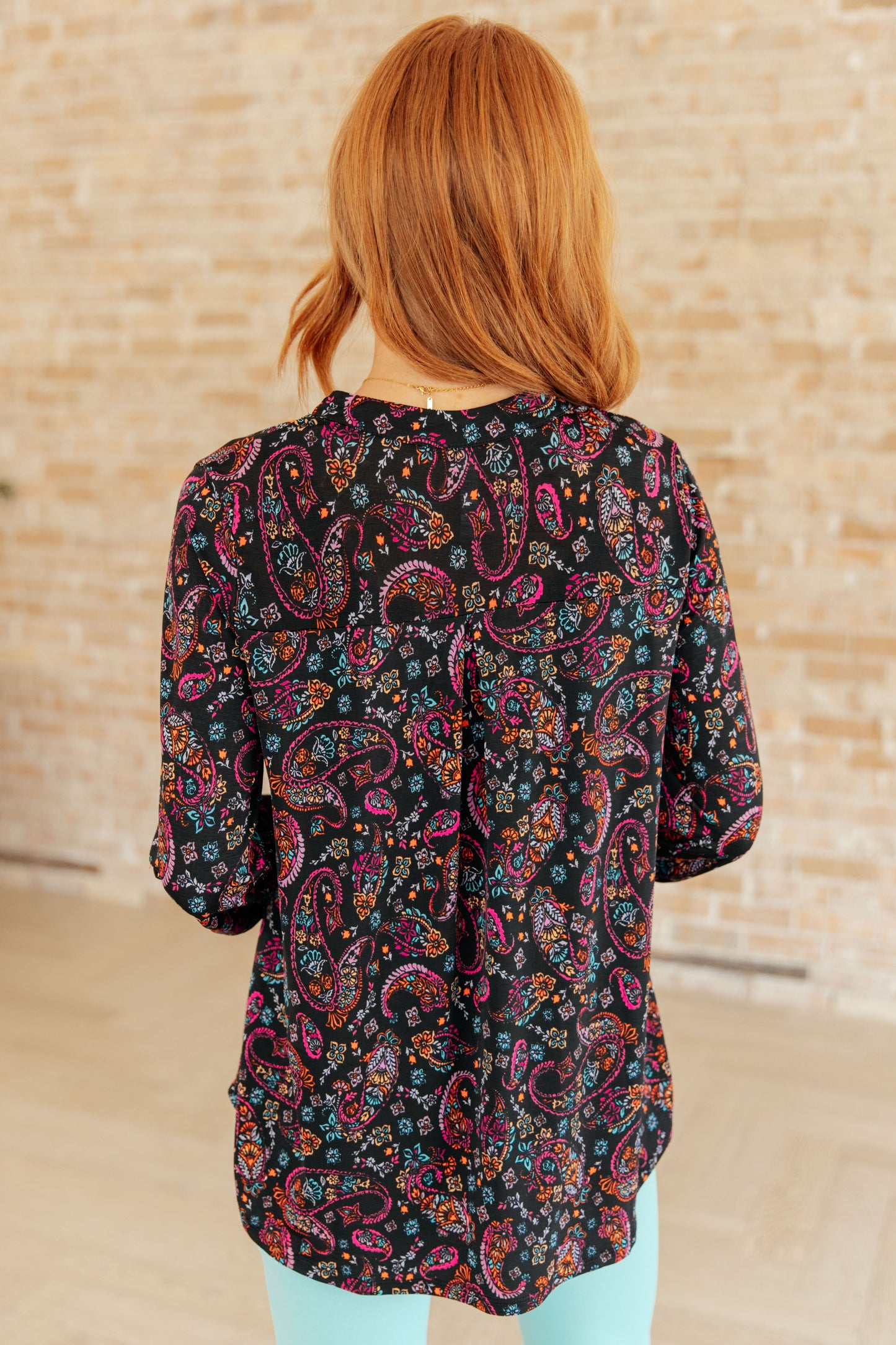 Lizzy Top in Black Paisley