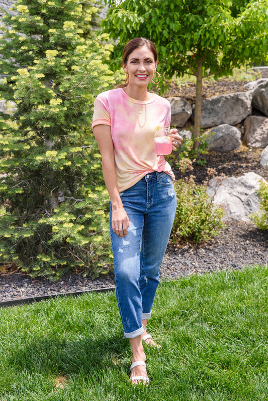 Orange Sherbet Tie Dye Top