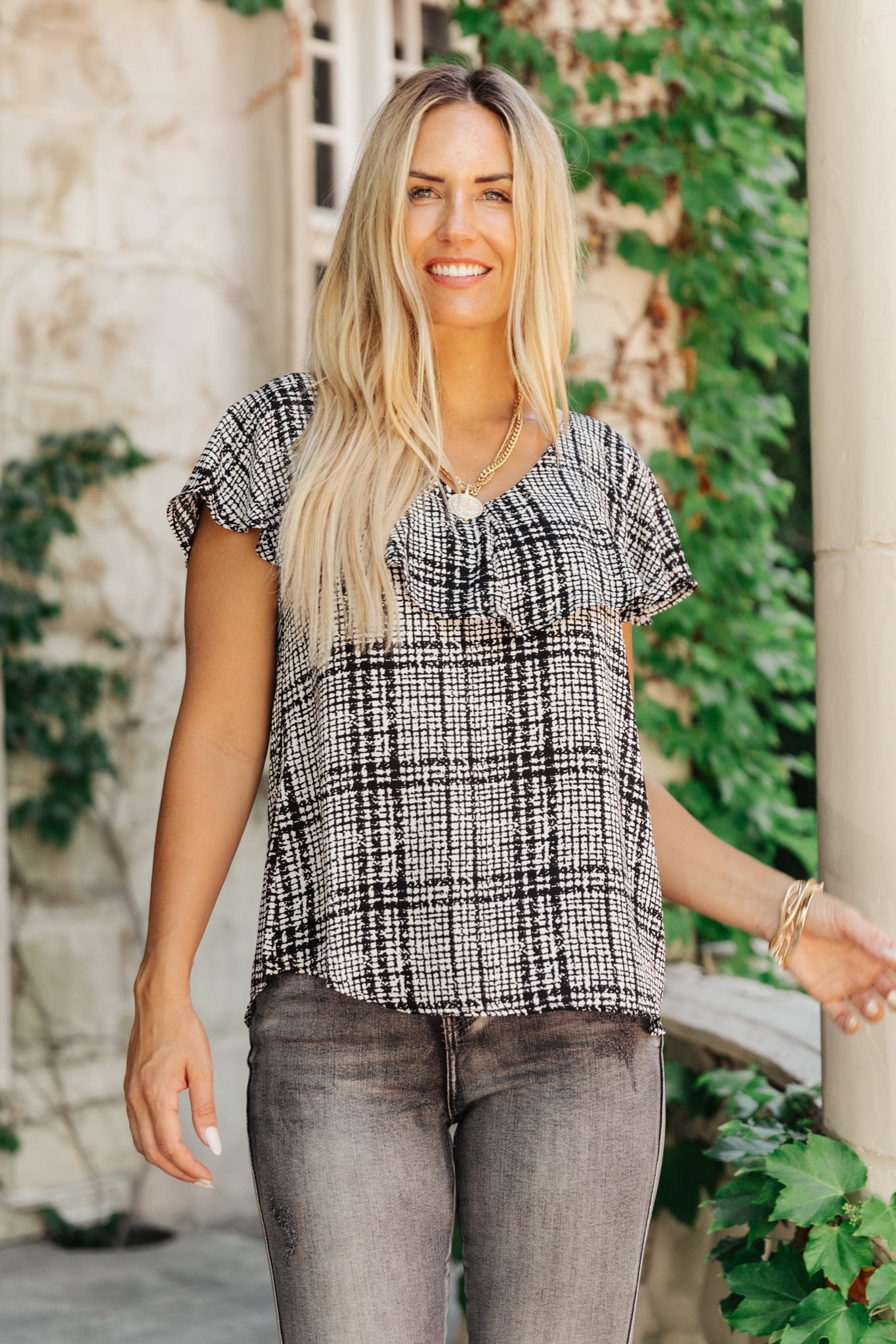 Plaid Ruffled Top