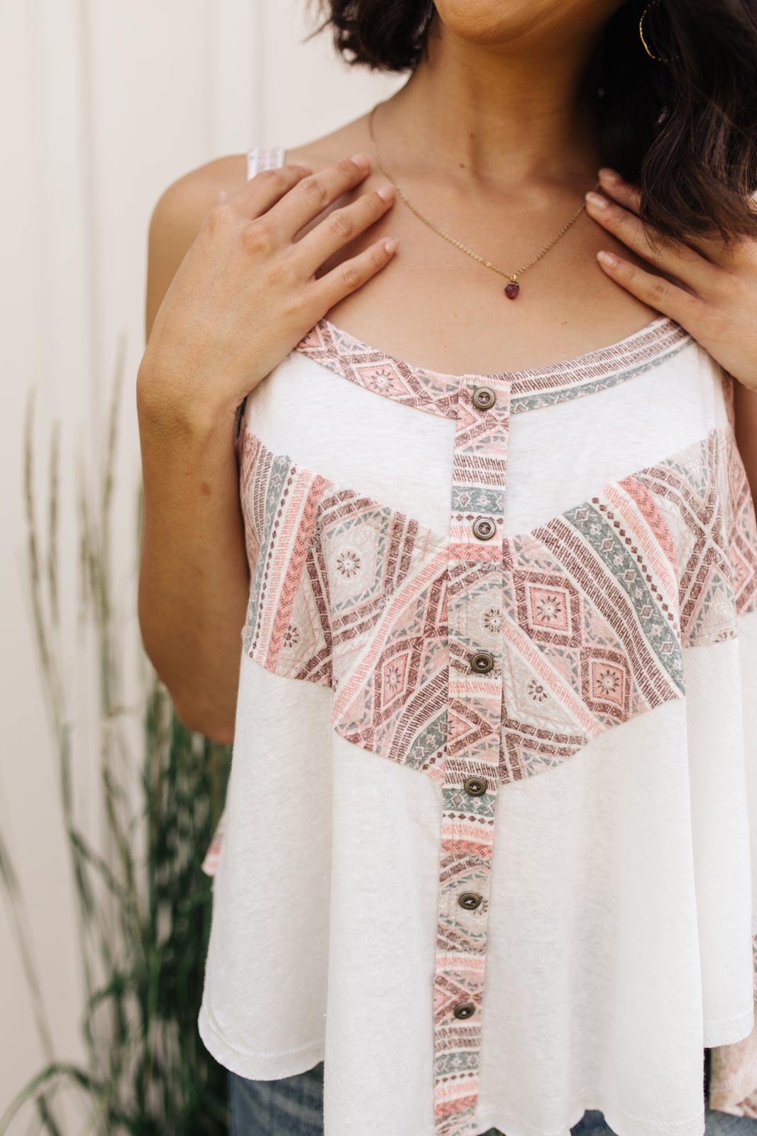 Santa Fe Aztec Tank in White