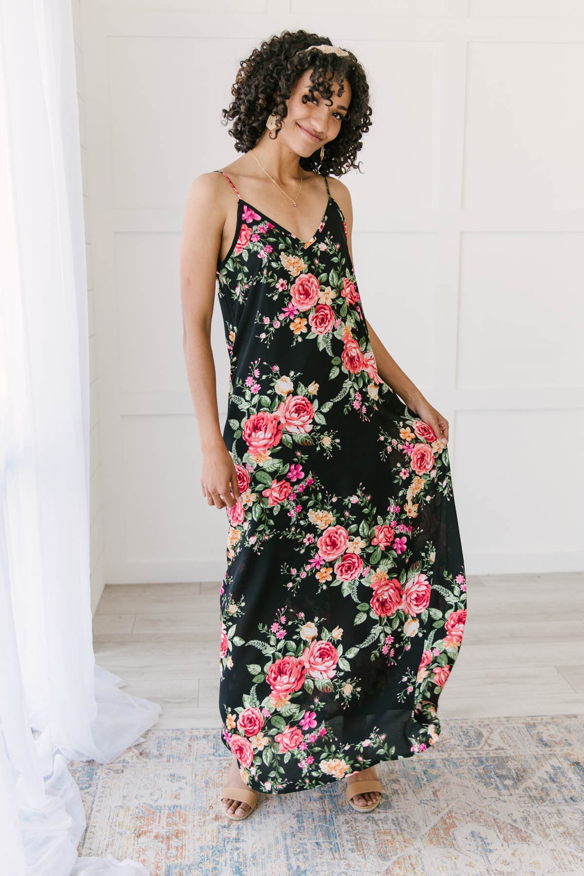 Stuck With Me Floral Maxi in Black