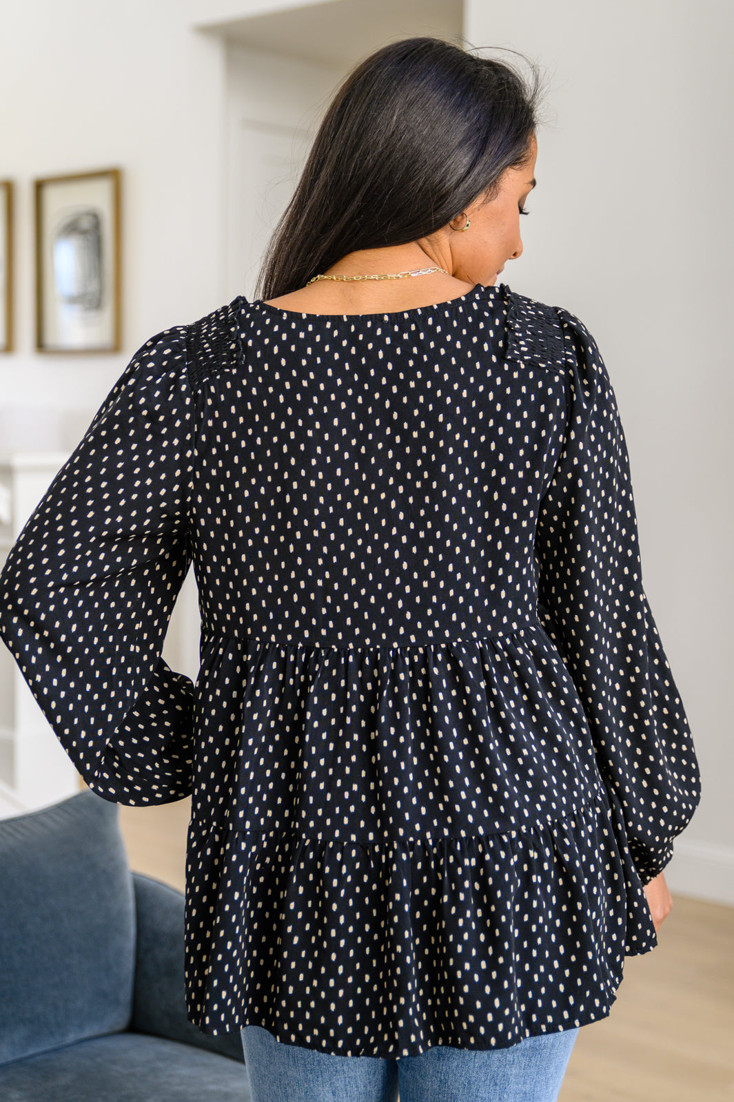 Tell Me I'm Yours Dot Print Tiered Blouse