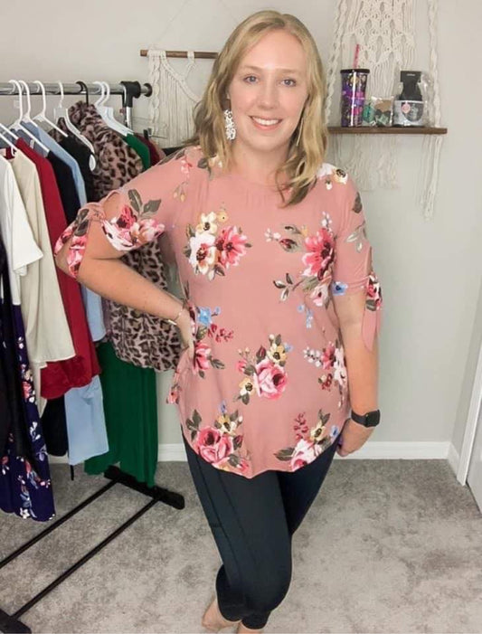 Floral Tie Sleeve Top