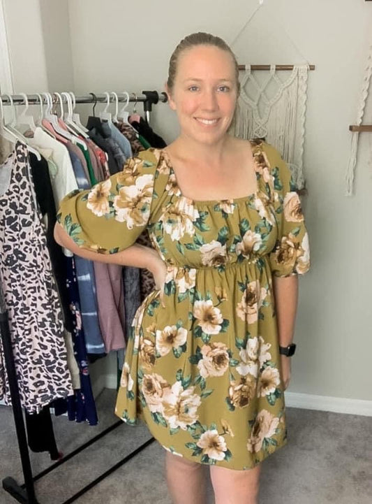 Golden Fall Floral Dress