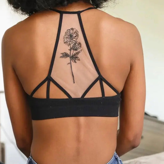 Flower Bloom Tattoo Mesh Bralette