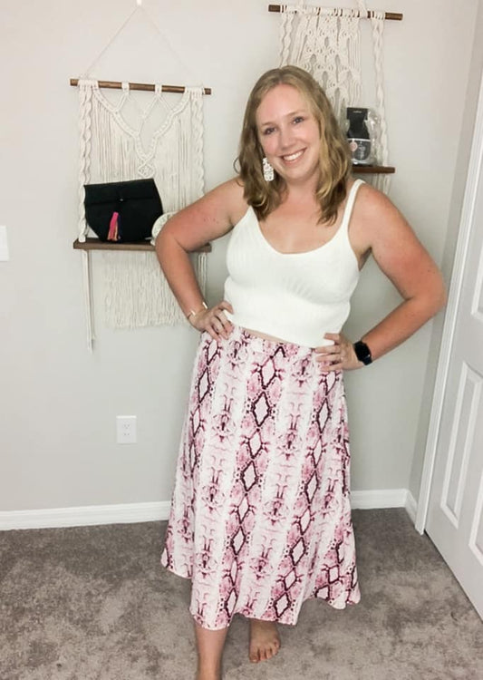 Snakeskin Midi Skirt