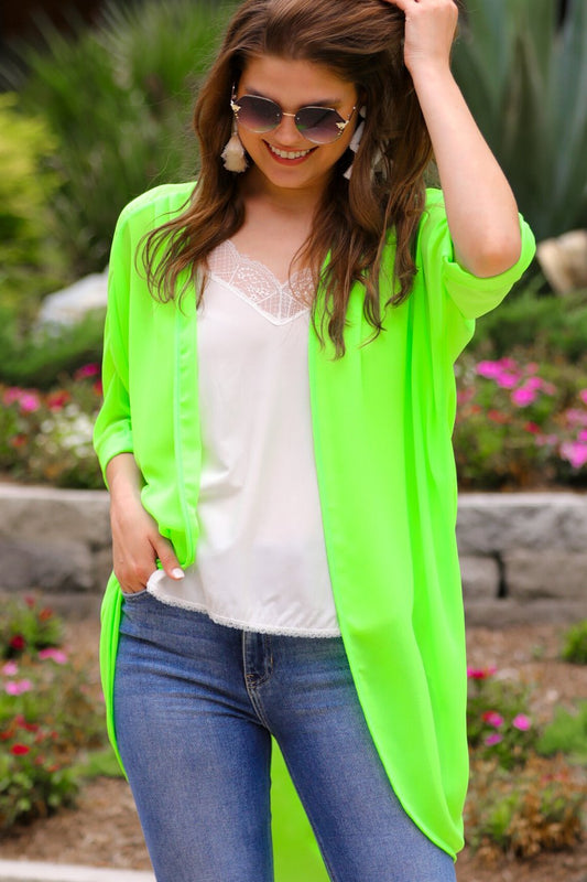 Sunny and 75 Neon Kimono in Neon Green